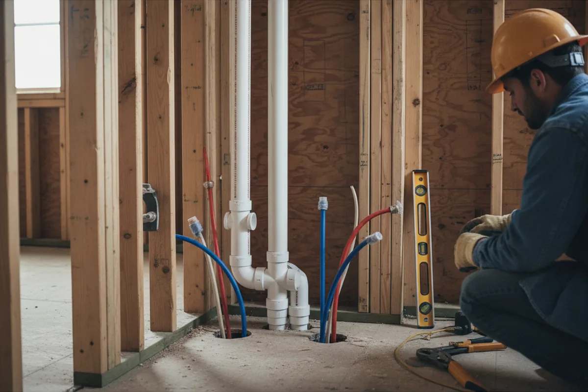 Drain and supply rough-in during Drain Cleaning in Sunny Side